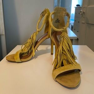 Steve Madden Yellow/Gold Fringe Heels